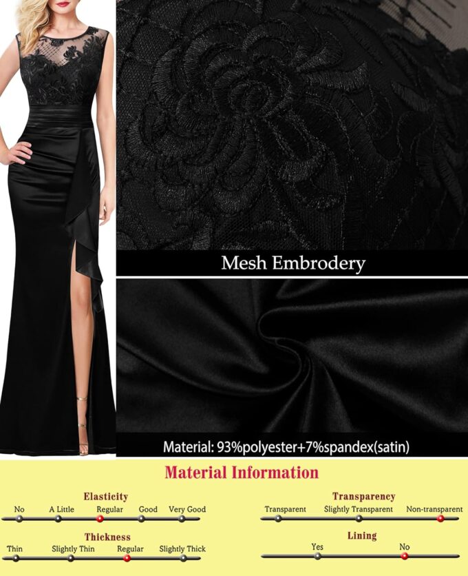 VFSHOW Womens Formal Ruched Ruffles Evening Prom Wedding Party Maxi Dress – Bild 6