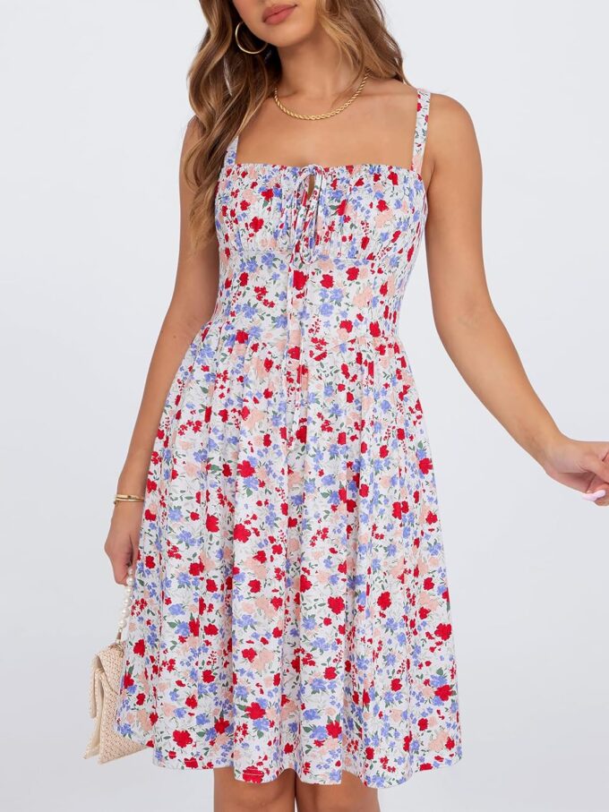 Womens Summer Mini Corset Casual Dresses Spaghetti Straps Lace Up Beach Sundress – Bild 5