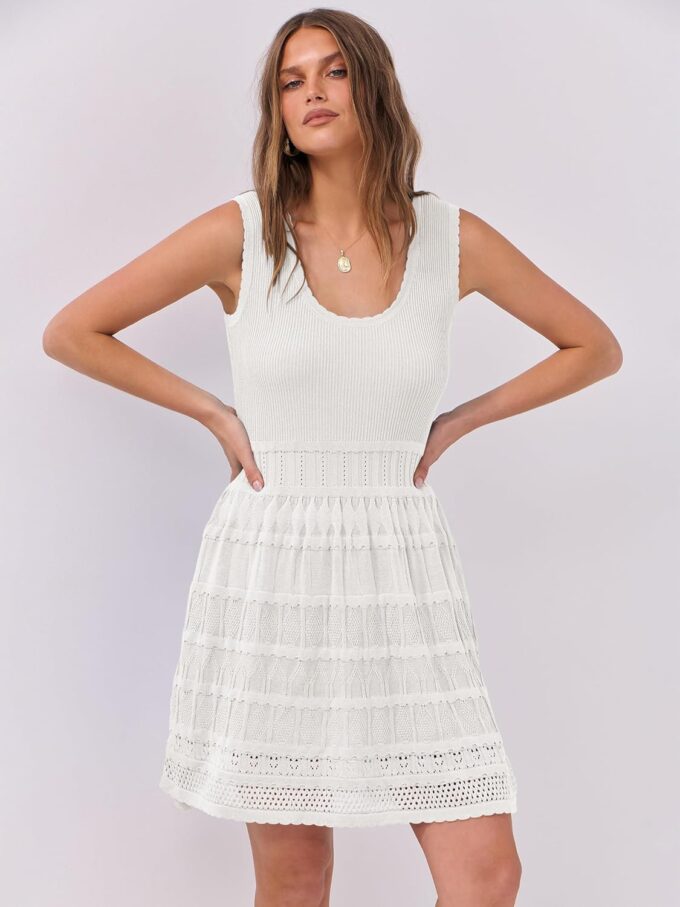 ANRABESS Womens Sundress Beach Vacation Mini Tank Dresses Summer Casual Crochet Knit Scoop Neck Sleeveless Dress – Bild 2