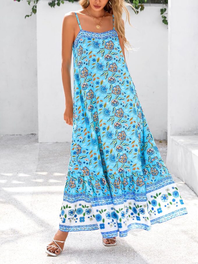 BTFBM Casual Women Summer Maxi Dresses 2025 Loose Sleeveless Sundress Spaghetti Strap Boho Long Dress Vacation – Bild 2