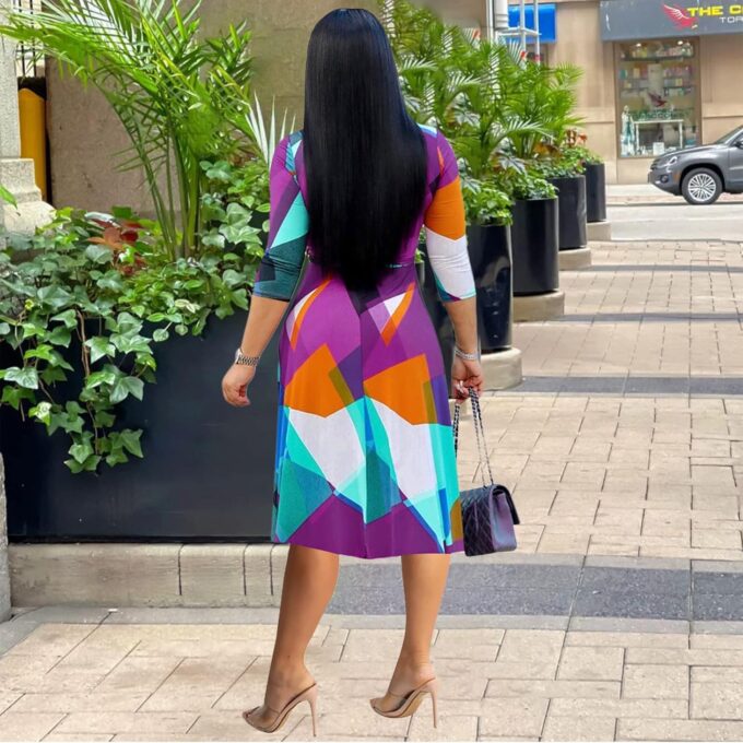 Womens Plus Size Summer Dresses Sexy V Neck Midi Dress Faux Wrap Dress 3/4 Sleeve Boho Casual Floral A-Line Skirts – Bild 5