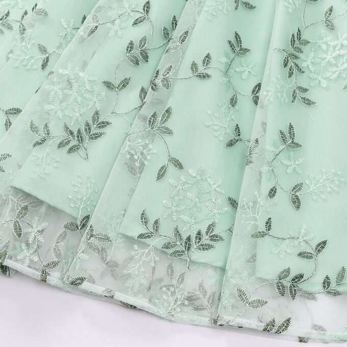 Women Floral Embroidery Dress Sheer Mesh Illusion Vintage Cocktail Swing Dress Wedding Party Prom Tulle Dinner Dress – Bild 4