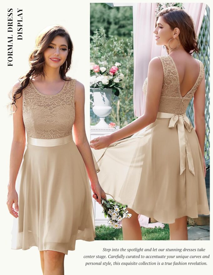 BeryLove Women's Cocktail Dresses | Prom,Sleeveless,Flowy A Line,Wedding Guest Lace Formal Dresses – Bild 2