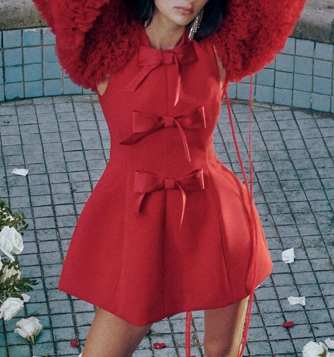 Women's Red Mini Dress - Solid, Crew Neck, Sleeveless, A-Line, Cocktail Party Dress - S, M, L, XL, XXL – Bild 5