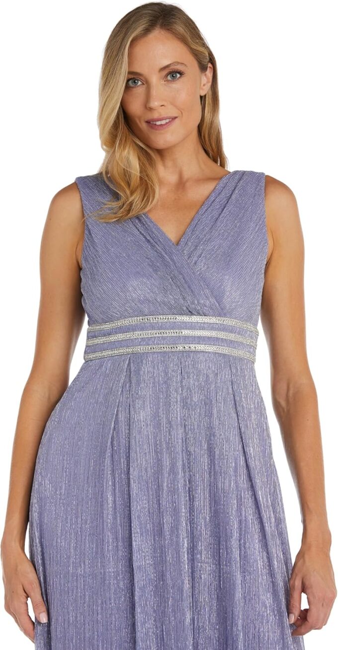 R&M Richards Womens Petites Metallic Long Evening Dress – Bild 2