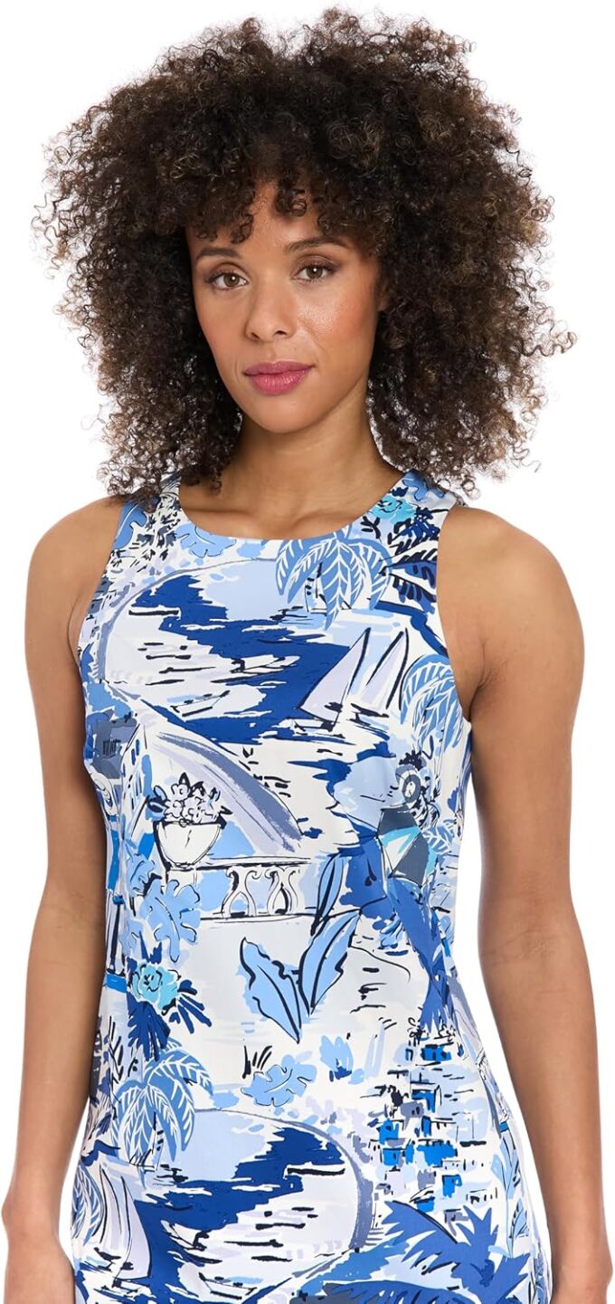 Women's Sleeveless Shift Cotton Sateen-Above Knee Length Straight Cut Summer Mini Dress – Bild 5