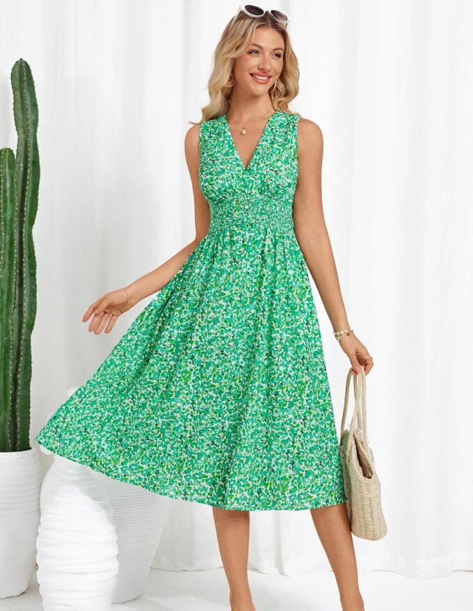 GRACE KARIN Women's 2025 Casual Summer Tank Dress V Neck Sleeveless Midi Floral Beach Dress with Pockets – Bild 2