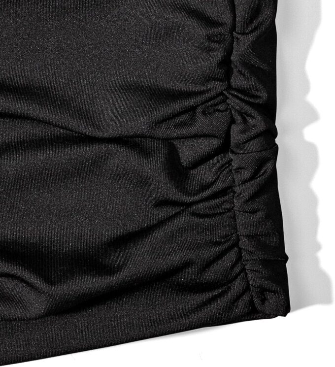 Women Sexy Hollow Out Mesh Mini Dress See Through Double Layer Tight Ruched Night Club Party Dress – Bild 9
