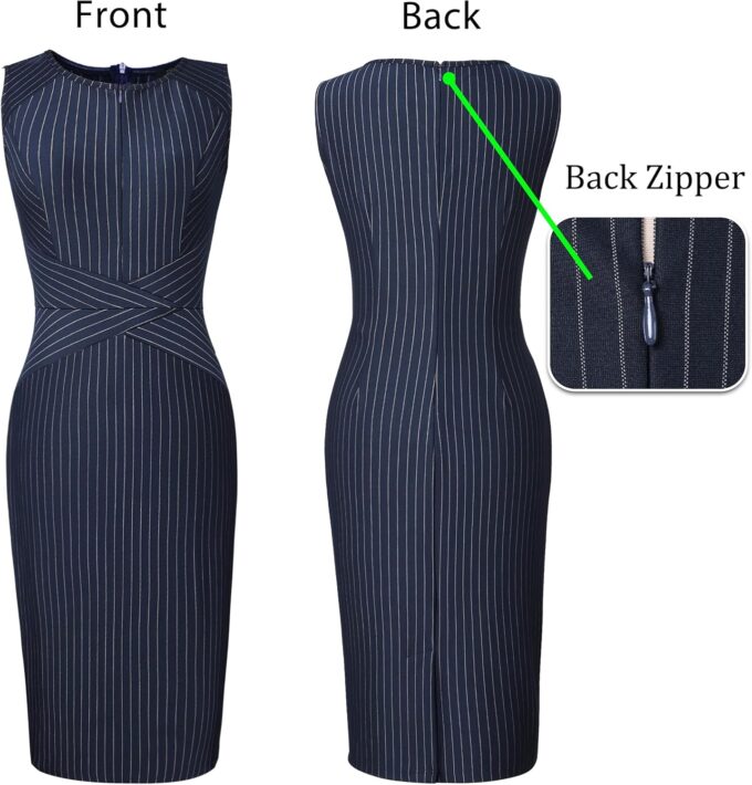 VFSHOW Elegantes Damenkleid mit Reißverschluss, figurbetont, für Arbeit, Büro, Büro – Bild 6