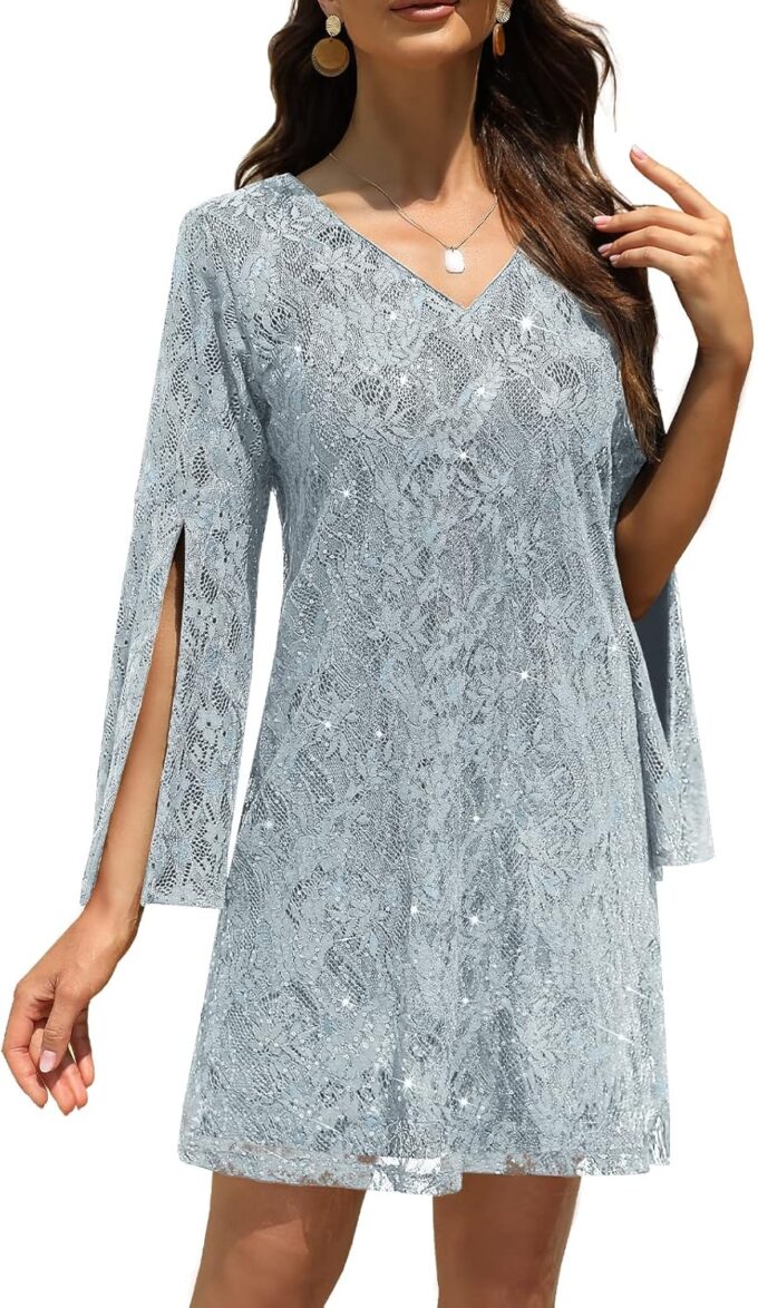 Wedding Guest Dresses for Women Women's Cocktail Dresses Formal Dresses for Women Lace Sequin Prom Dress – Bild 5