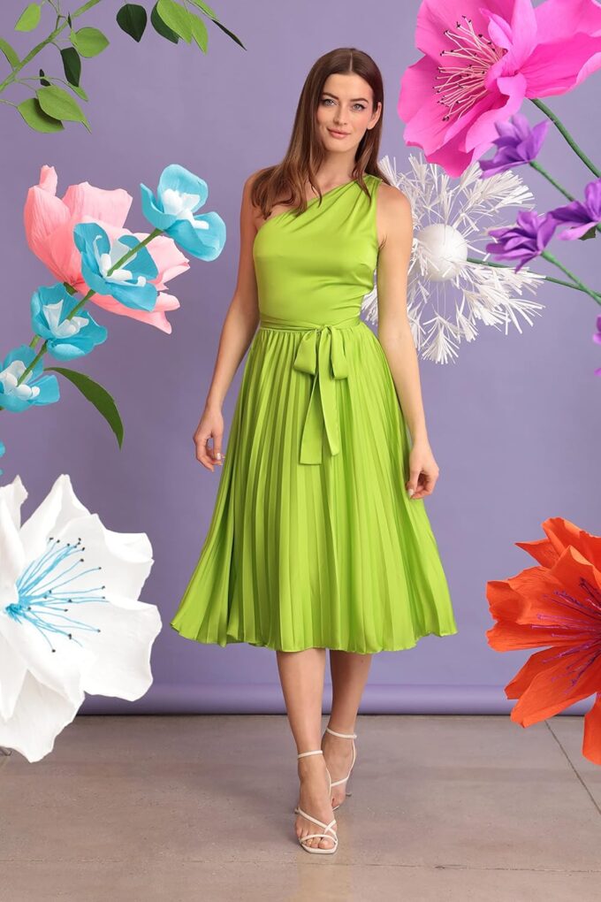 Maggy London Women's One Shoulder Pleated Skirt Dress Event Occasion Party Guest of – Bild 4