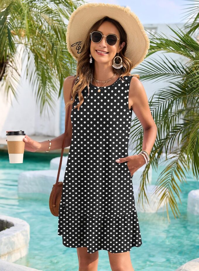 PLOKNRD Women's Summer Dresses Casual Sleeveless Ruffle Hem Tshirt Sundress Loose Beach Tank Dress Pockets 2025 – Bild 5