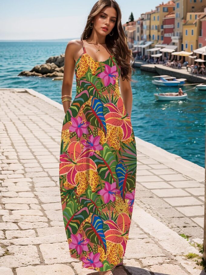 UOUA Hawaiian Dresses Women Plus Size Luau Party Sundress Summer Maxi Tropical Boho Beach Dress – Bild 2