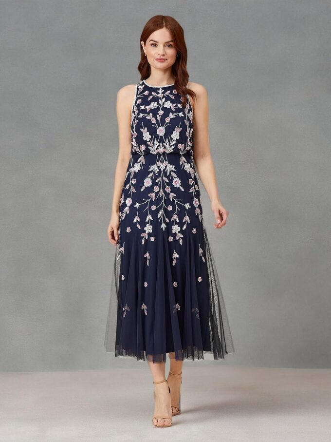 Adrianna Papell Women's Beaded Blouson Dress – Bild 6