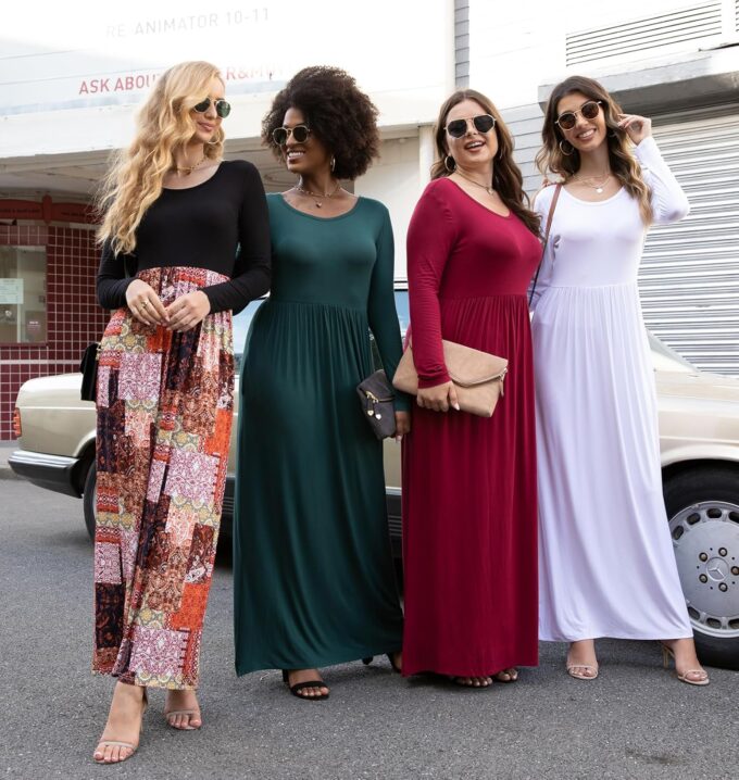 VIISHOW Women's Long Sleeve Loose Plain Maxi Dresses Casual Long Dresses with Pockets – Bild 5