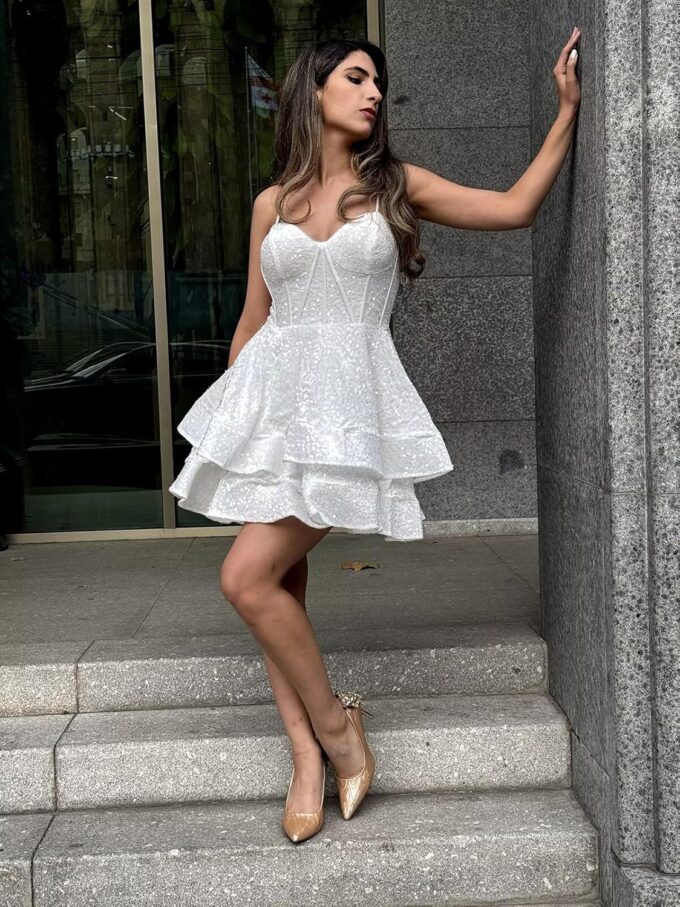 Xijun Sequin Homecoming Dresses Short Tiered Teens Sparkly HOCO Dress 2025 Prom Party Cocktail Gowns – Bild 5