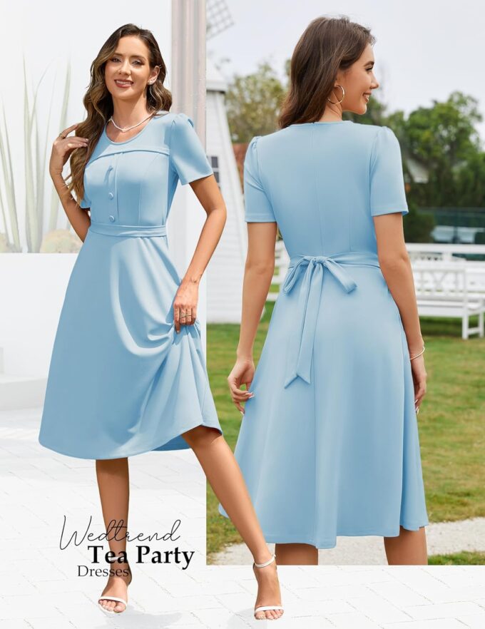 Wedtrend 1950's Vintage Dresses for Women Church Dress with Pockets Tea Party Dresses A Line Wedding Guest Dress – Bild 2