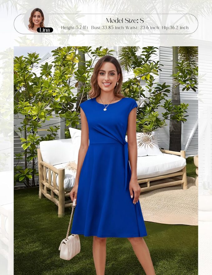 Bbonlinedress Women Cocktail Summer Midi Dress Wedding Guest Vintage Tea Party Dresses Cap Sleeve Casual Formal Church – Bild 3