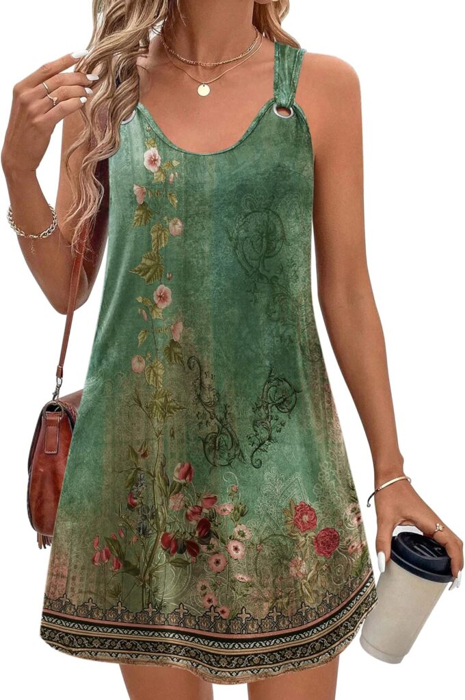 Zeagoo Summer Dresses for Women Boho Beach Dress Sleeveless Sundresses with Pockets Casual Loose Tank Tshirt Sun Dress – Bild 2