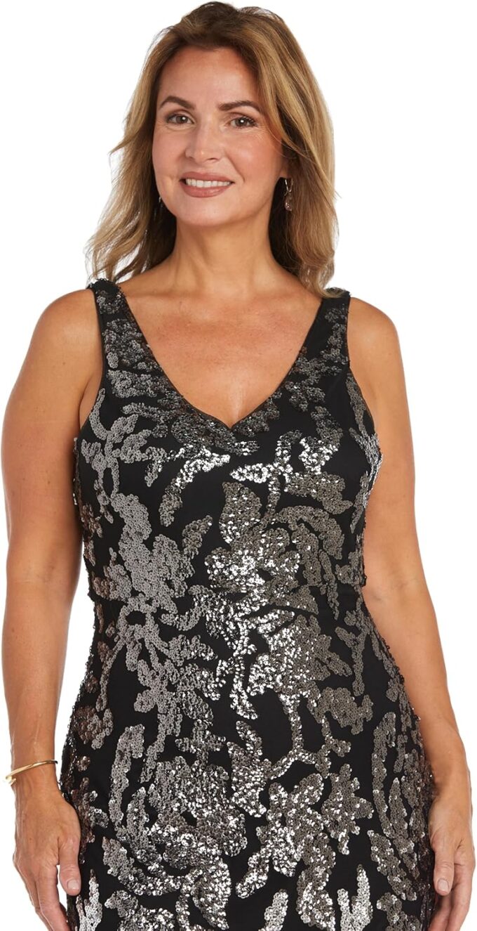 R&M Richards Long Sleeveless Sequined Ombre Evening Gown – Bild 2