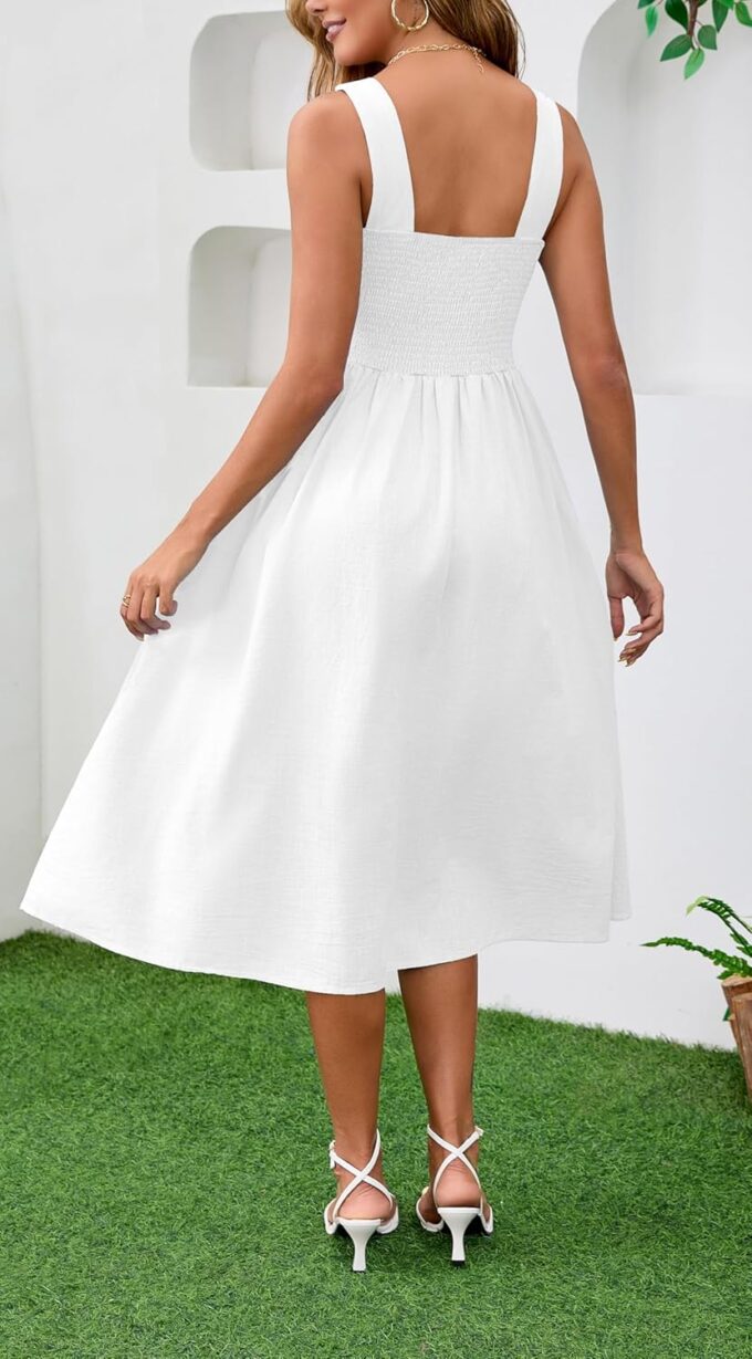 Women's Vintage Sleeveless Dress Square Neck Flowy A Line Dresses Skirt for Evening Cocktail Party and Holidays Casual Beach – Bild 3