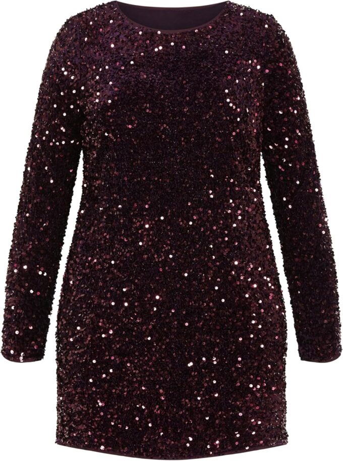 City Chic Plus Size Sequin Eclipse Plum Dress – Bild 4