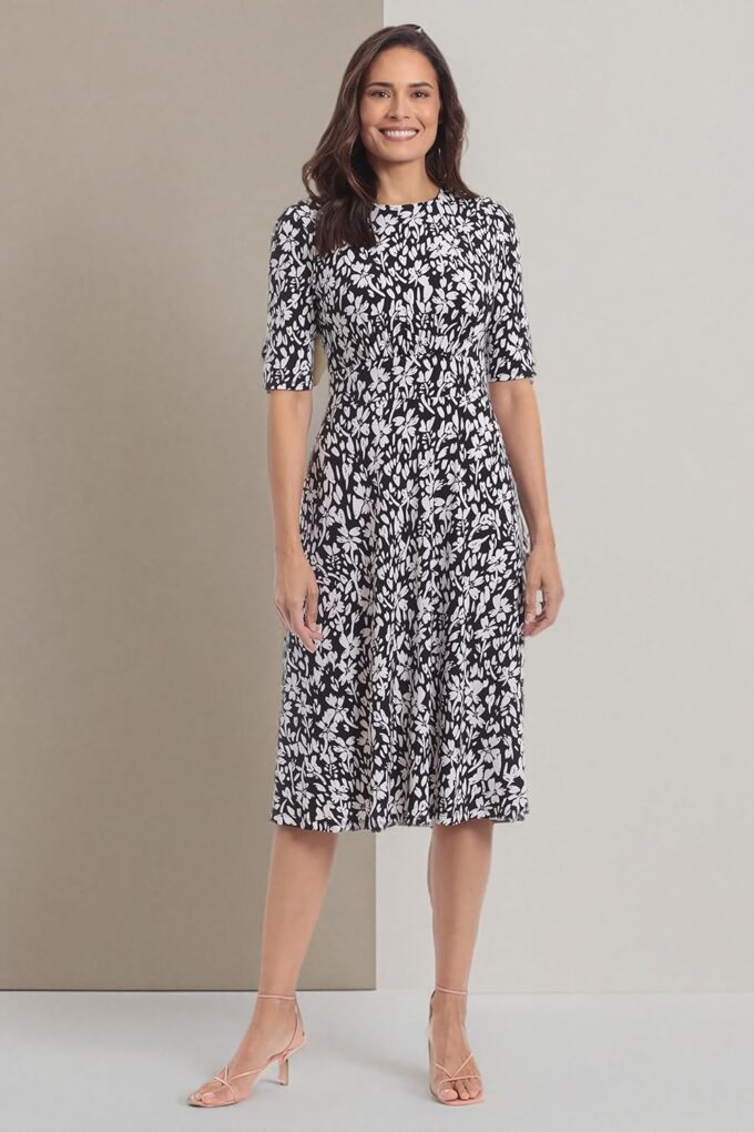 London Times Women's Inset Waist Midi Short Sleeve – Bild 8