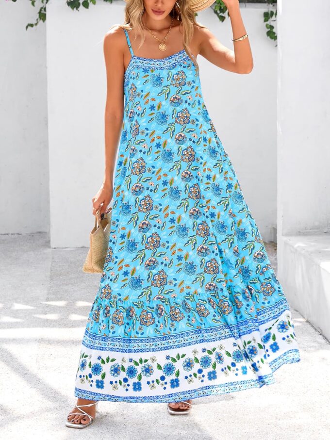 BTFBM Casual Women Summer Maxi Dresses 2025 Loose Sleeveless Sundress Spaghetti Strap Boho Long Dress Vacation – Bild 8