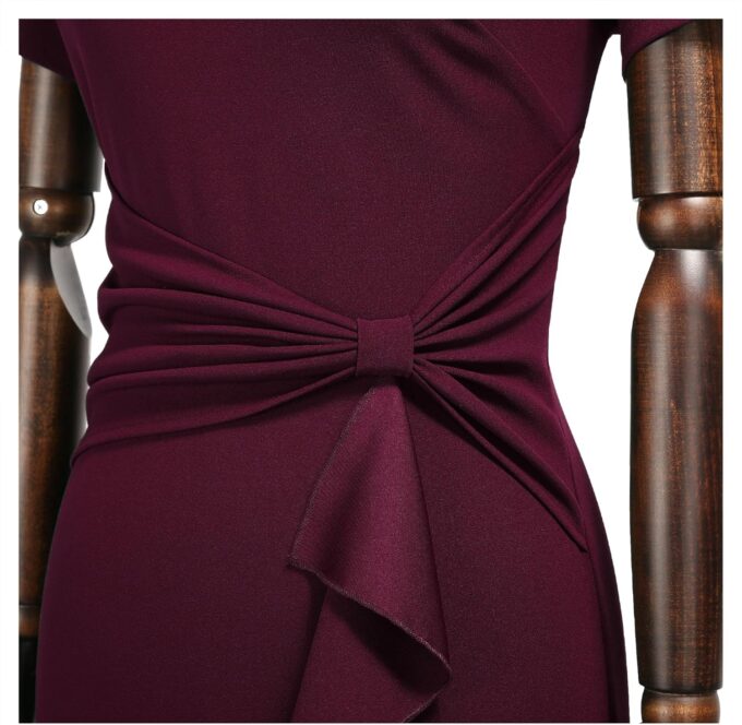 AISIZE Women's 50s Vintage Ruffle Peplum Cocktail Pencil Knee Dress – Bild 5