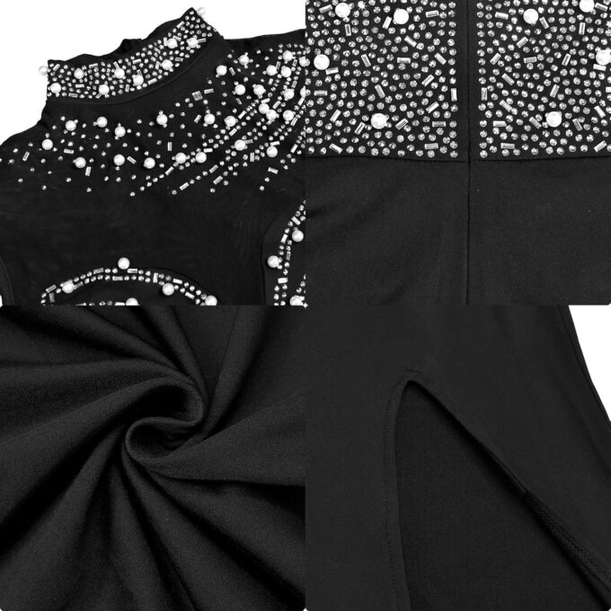 Nagfar Women's Sexy Rhinestone Dress Bodycon Birthday Christmas Party New Years Eve Club Nigth Gown – Bild 4
