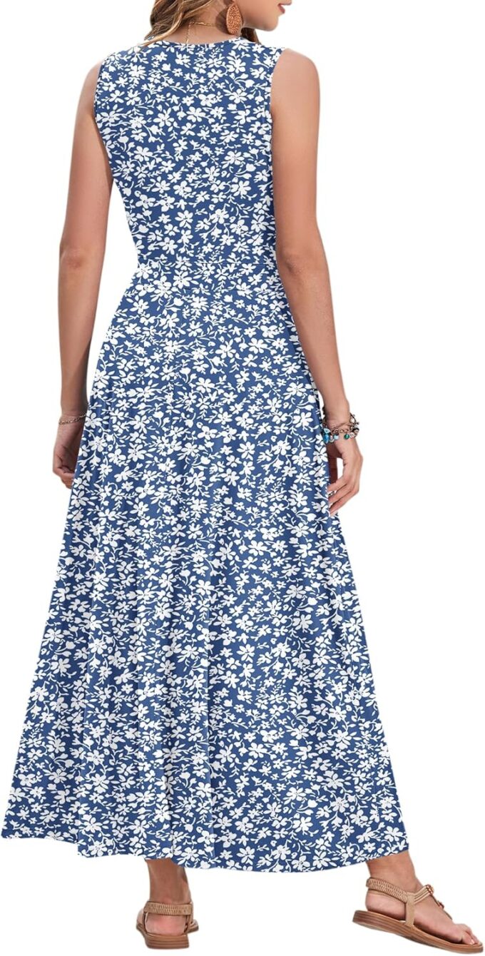 AUSELILY Women's Maxi Dress 2025 Summer Casual Sleeveless Sundress V Neck Wrap Vacation Cocktail Long Dresses with Pockets – Bild 5
