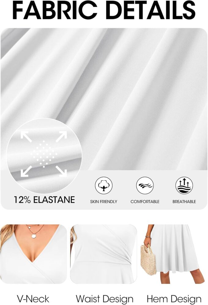 Nmoder Women's Sleeveless A Line Wrap V Neck Little Short Dress Summer Beach Casual Mini Tank Dress White XL – Bild 6