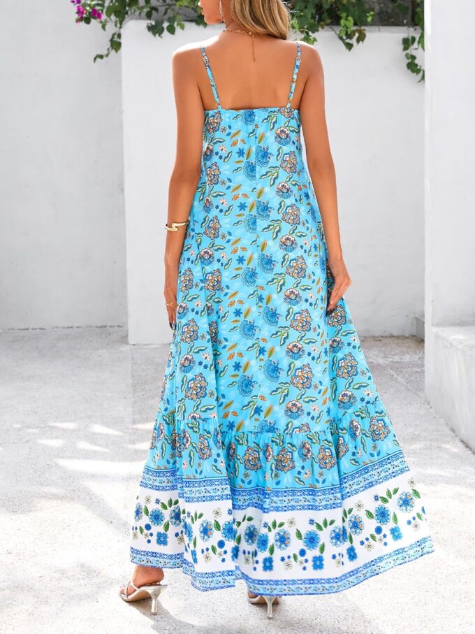 BTFBM Casual Women Summer Maxi Dresses 2025 Loose Sleeveless Sundress Spaghetti Strap Boho Long Dress Vacation – Bild 3