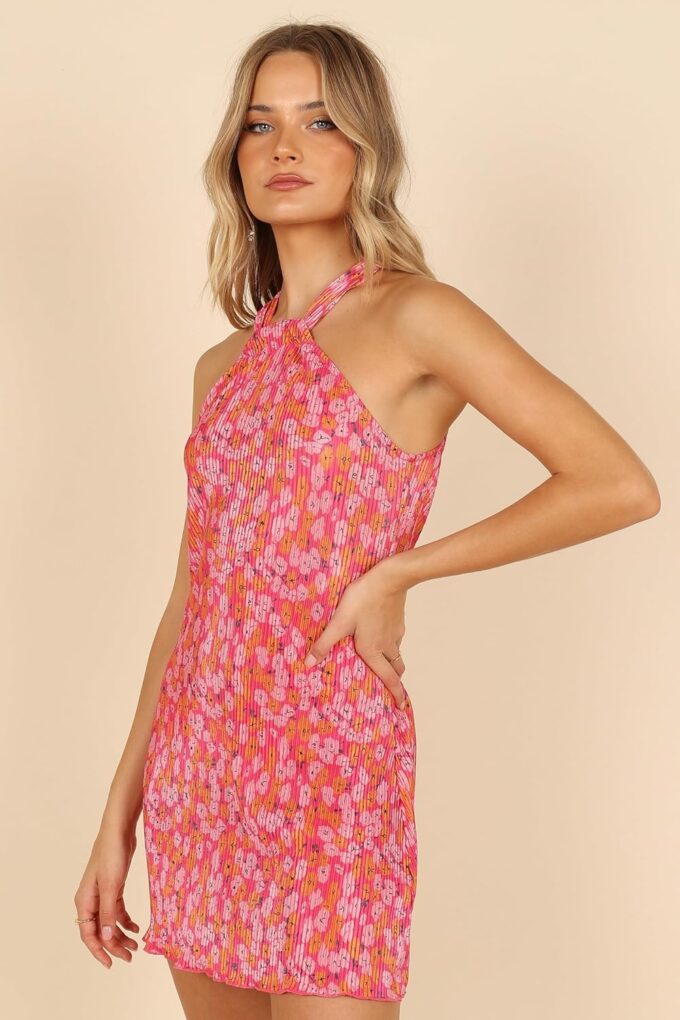 Petal & Pup Women's Melody Plisse Halter Mini Dress – Bild 5