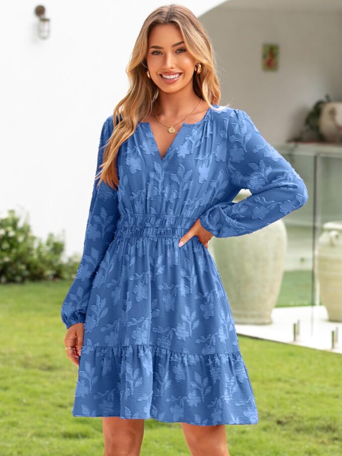 BerryGo Womens Long Sleeve Mini Dress Casual A Line Flowy Loose Vacation Party Babydoll Fall Short Dresses with Pocket – Bild 2