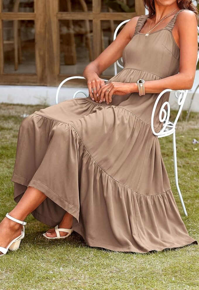PRETTYGARDEN Women's 2025 Sun Dresses Women Summer Casual Flowy Tired Maxi Dress Backless Beach Long Dresses Tank Dress – Bild 7