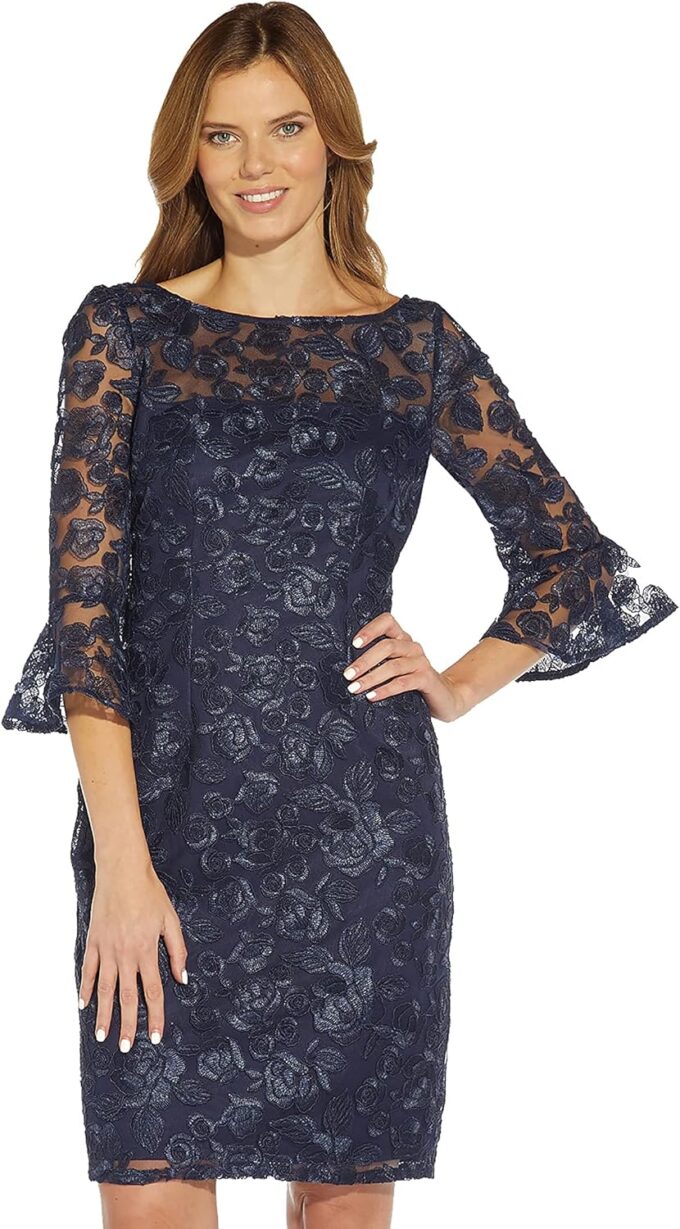 Adrianna Papell Women's Rosie Embroidery Sheath Dress – Bild 5