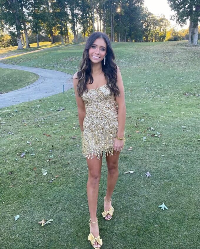 Sparkly Sequin Homecoming Dresses Spaghetti Straps Tight Short Cocktail Party Dress with Tassels for Teens – Bild 5