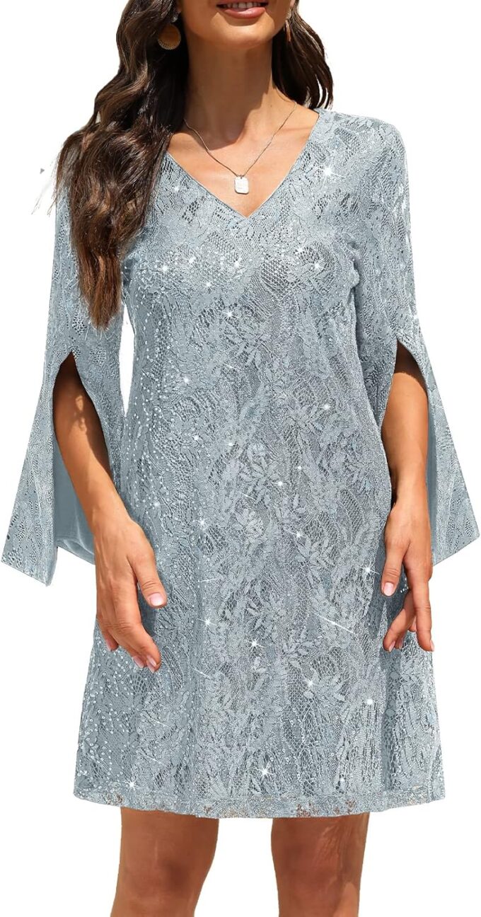 Wedding Guest Dresses for Women Women's Cocktail Dresses Formal Dresses for Women Lace Sequin Prom Dress