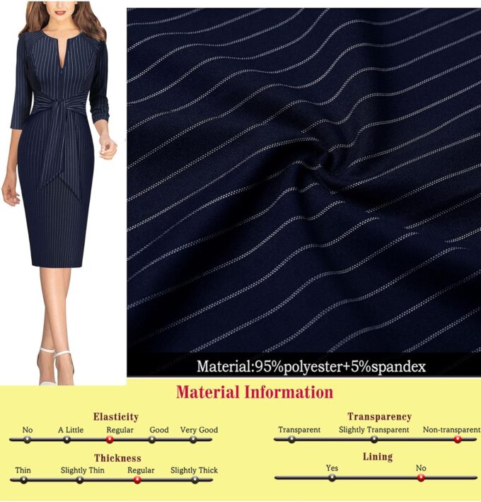 VFSHOW Elegantes Damenkleid mit Reißverschluss vorne, für Arbeit, Büro, Party, Etuikleid – Bild 7