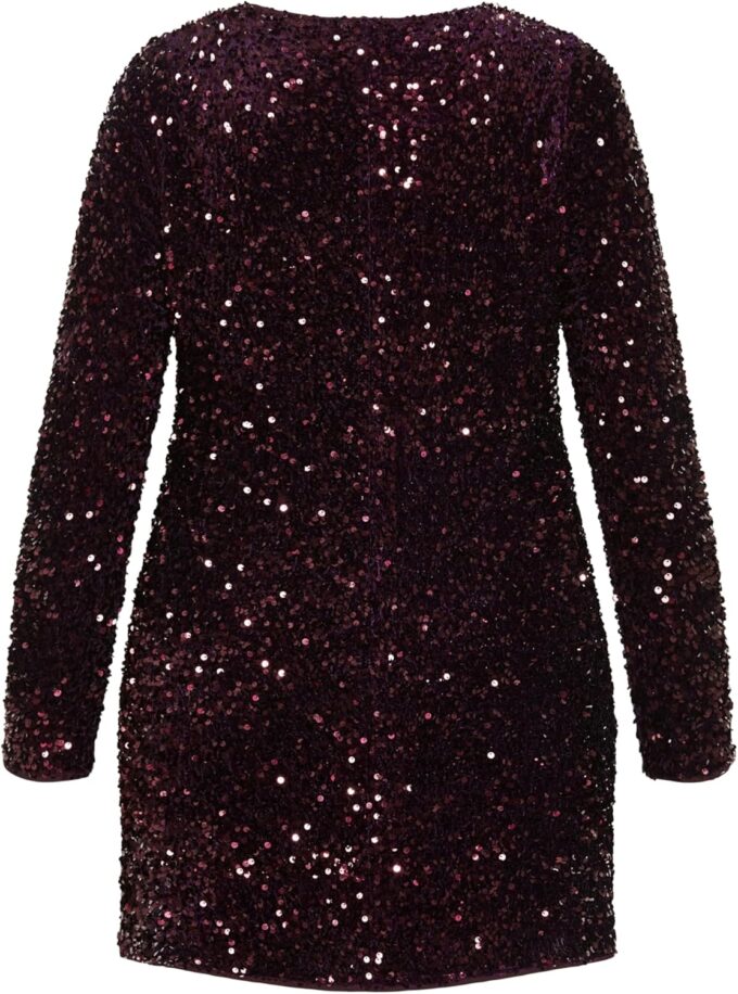 City Chic Plus Size Sequin Eclipse Plum Dress – Bild 5