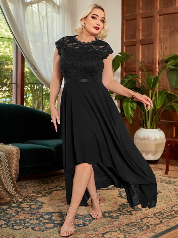Miusol Women's Plus Size Formal Floral Retro Lace Elegant Bridesmaid Party Maxi Dress – Bild 4