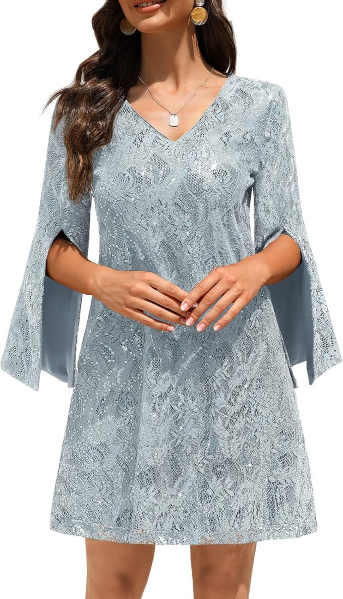 Wedding Guest Dresses for Women Women's Cocktail Dresses Formal Dresses for Women Lace Sequin Prom Dress – Bild 3