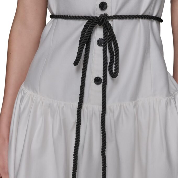 KARL LAGERFELD Women's Sleeveless Button Detail Cotton Midi Dress – Bild 6