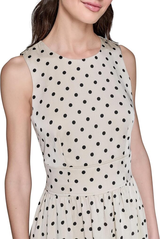 KARL LAGERFELD Women's Polka Dot Print Sleeveless Midi Dress – Bild 5