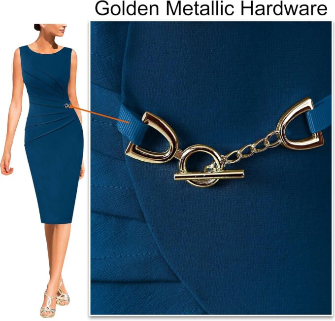 VFSHOW Womens Elegant Ruched Work Business Office Cocktail Party Sheath Dress – Bild 4