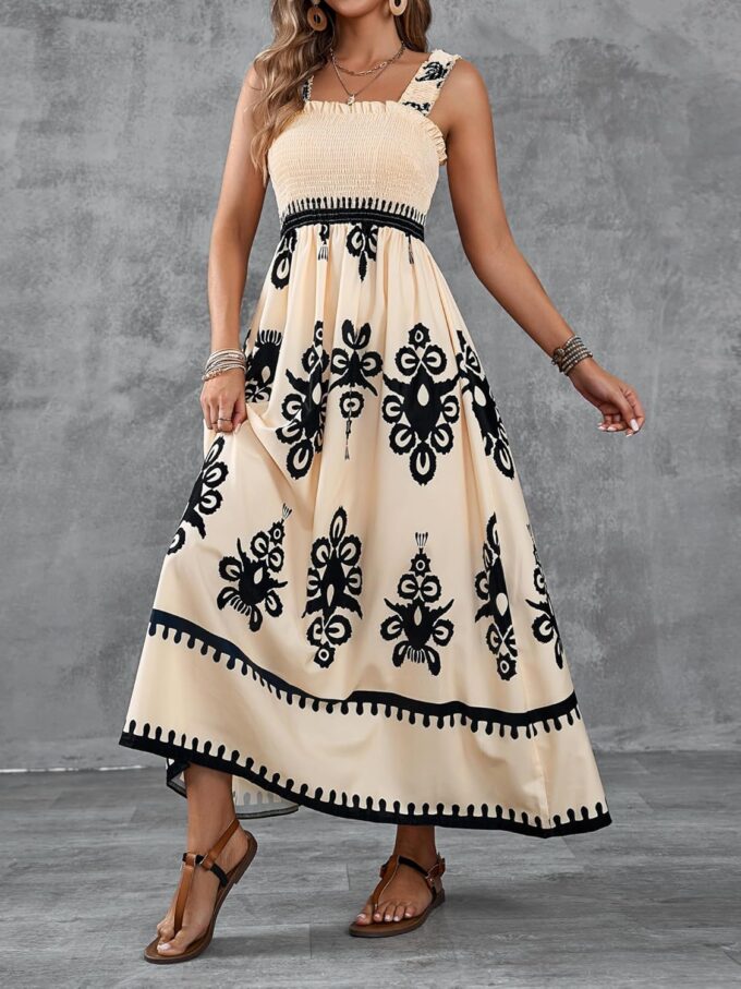 Womens Square Neck Boho Maxi Dress Casual Long Spring Summer Dresses Sundresses for Women Beach Vacation 2025 – Bild 5