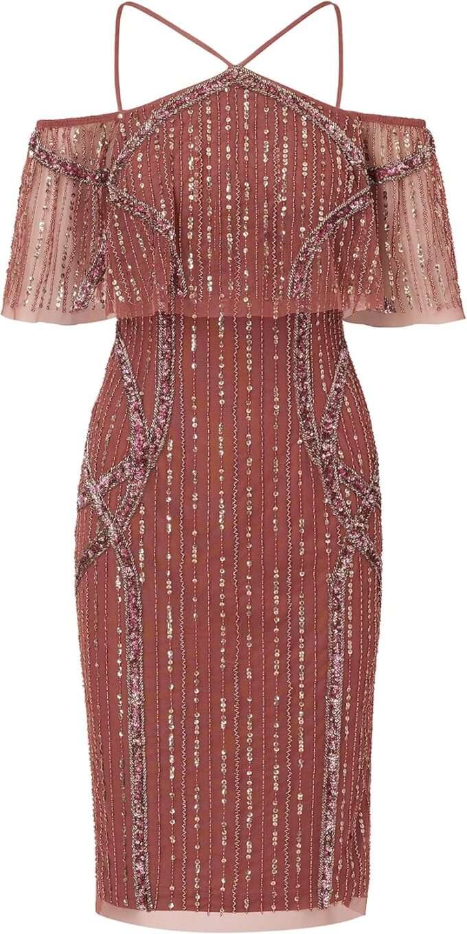Adrianna Papell Women's Beaded Off The Shoulder Dress – Bild 5