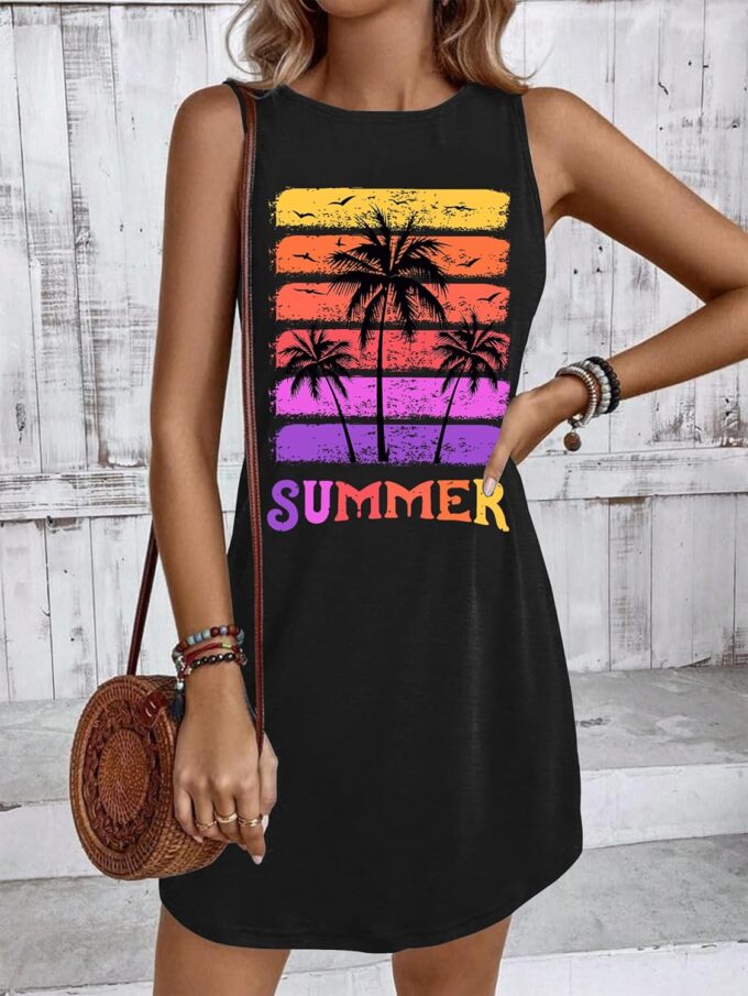Summer Beach Dress Sundresses for Women Sunsets Graphic Mini Tank Sleeveless Hawaiian Vacation Outfits – Bild 2