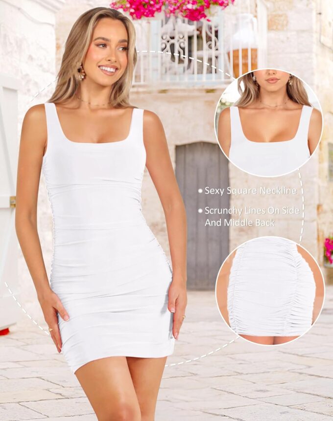 Ellakoko 2025 Women Spring Summer Sleeveless Dress Sexy Mini Bodycon Square Neck Prom Party Cocktail Graduation Dress – Bild 5